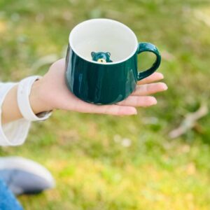 3D Coffee Mug with Cute Animal Inside Cup, Cartoon Ceramics-Dark Green